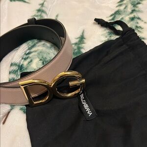 Dolce & Gabbana Blush Belt with Gold DG Buckle